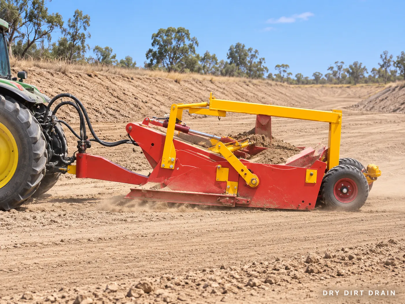 Red bowl scraper grading dry drain — application concept