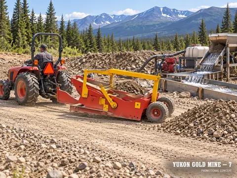 Yukon Placer Gold:  Scraper at Wash Plant — application concept