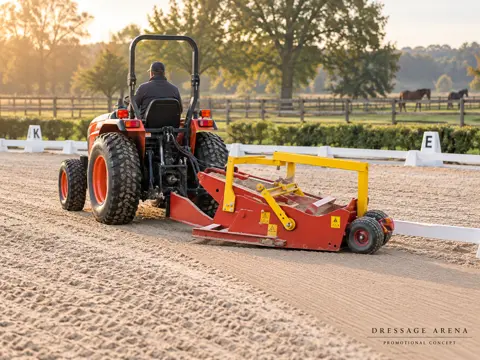 Compact Tractor Grooming a Dressage Arena — application concept