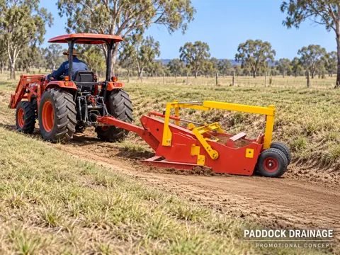 Compact Tractor Grading a Shallow Paddock Swale — application concept