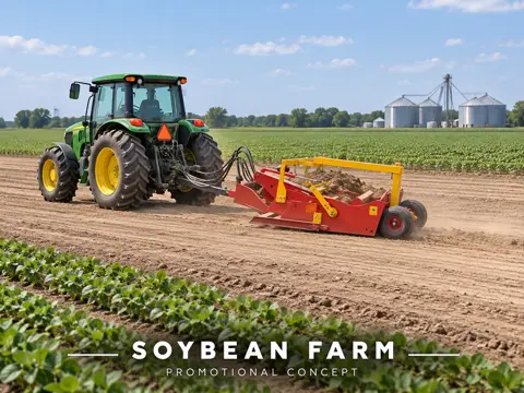 Compact Scraper Working a Soybean Field — application concept